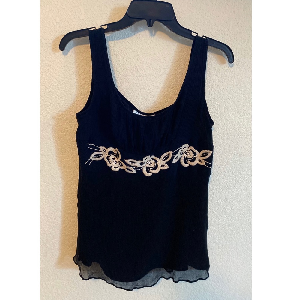 White House Black Market Silk Embroidered Tank